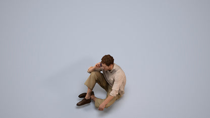 realistic 3D people man casual sitting, render-ready for V-Ray and Corona, FBX OBJ, back view render