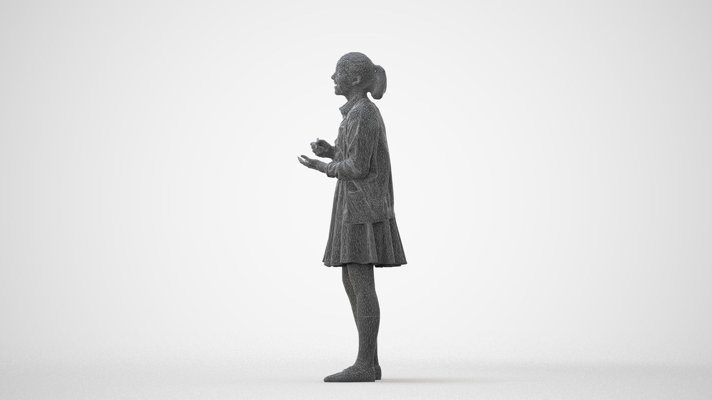 realistic 3D human girl kids, archviz people FBX OBJ for Blender, square thumbnail