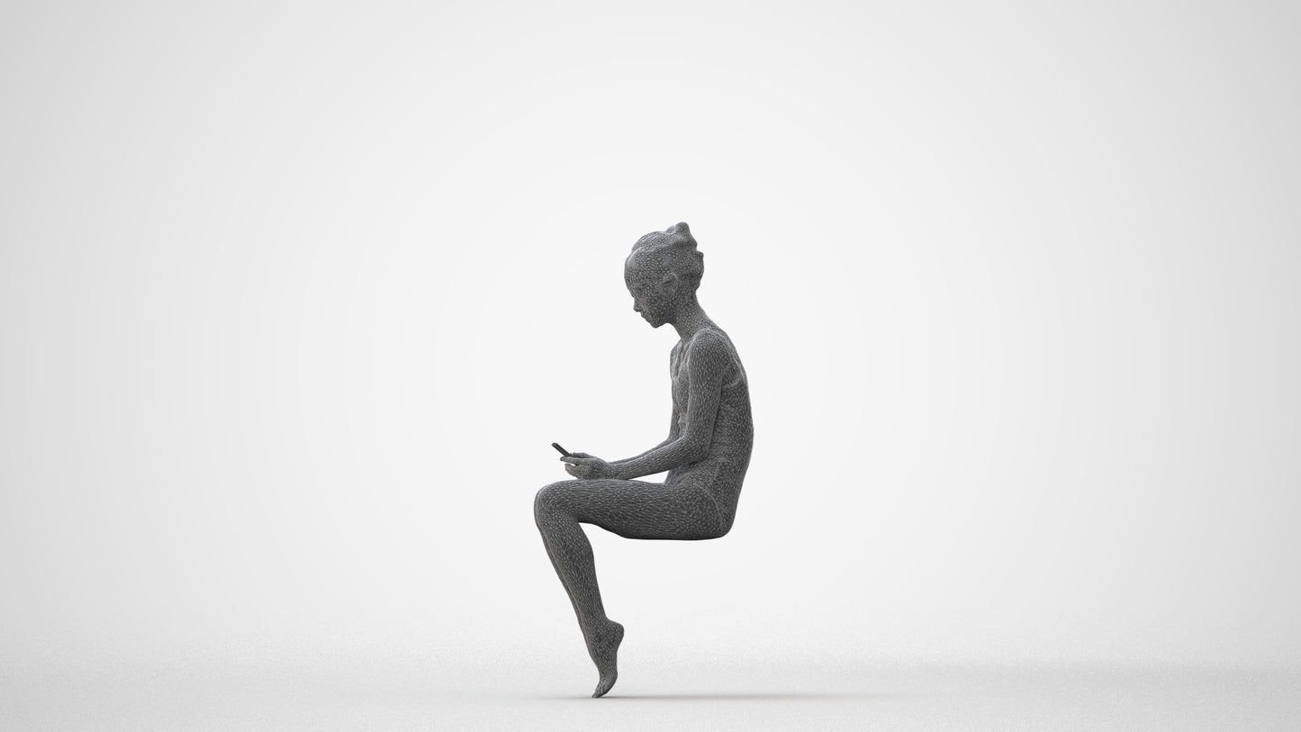 realistic 3D human woman casual pool, archviz people FBX OBJ for Blender, square thumbnail