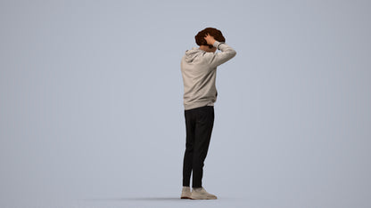 realistic 3D people man casual standing, render-ready for V-Ray and Corona, FBX OBJ, side view render