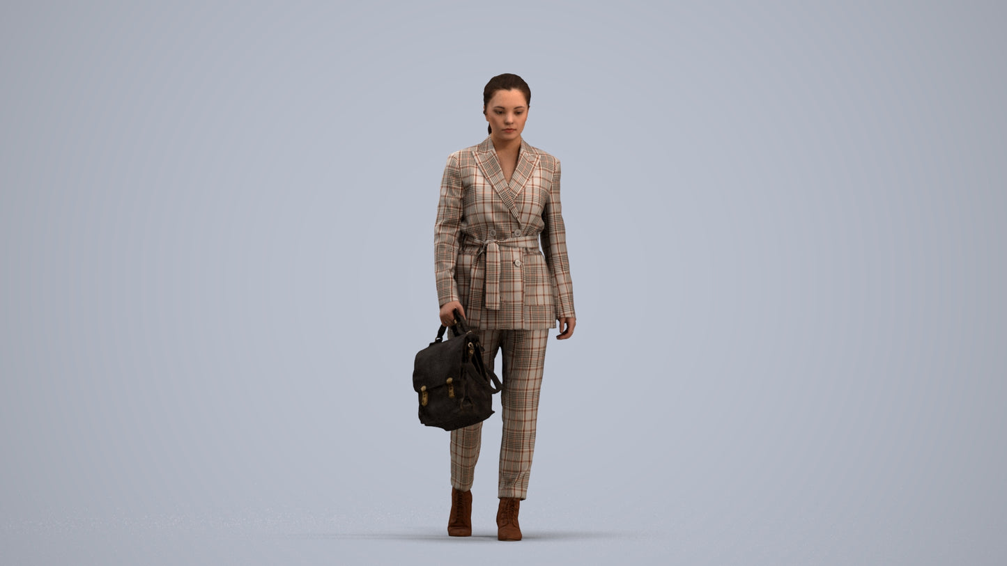 photogrammetry 3D woman business, realistic human model archviz FBX, standing pose render
