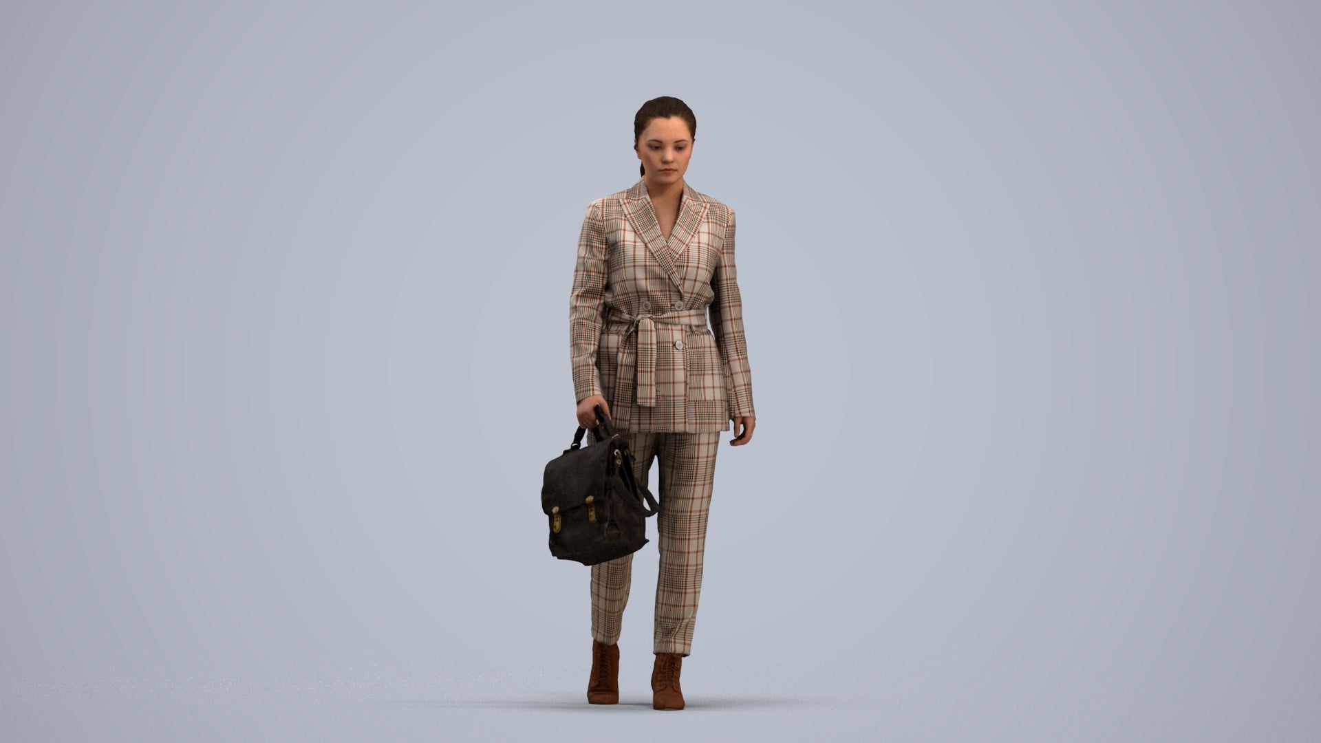 photogrammetry 3D woman business, realistic human model archviz FBX, standing pose render