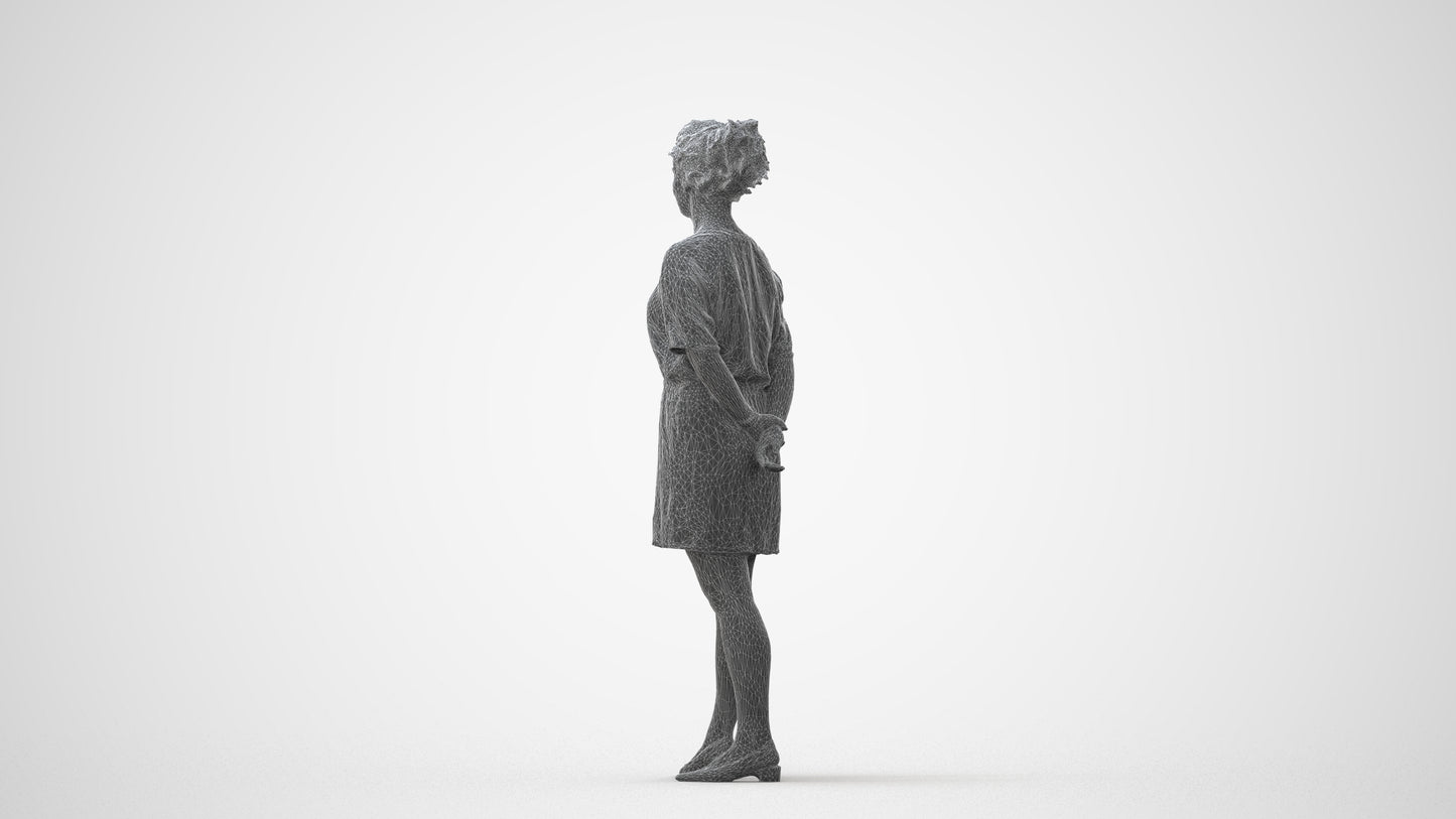3D people model woman casual standing, scanned human for 3ds Max rendering, square thumbnail