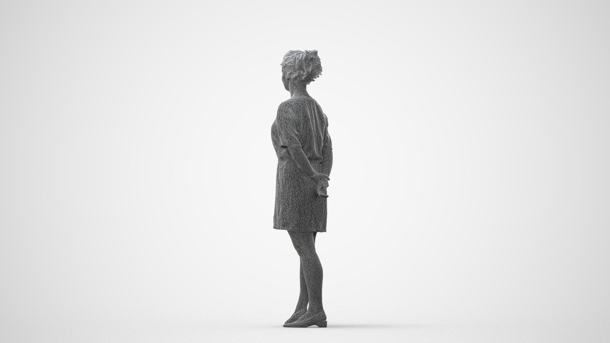 3D people model woman casual standing, scanned human for 3ds Max rendering, square thumbnail