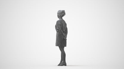 3D people model woman casual standing, scanned human for 3ds Max rendering, square thumbnail