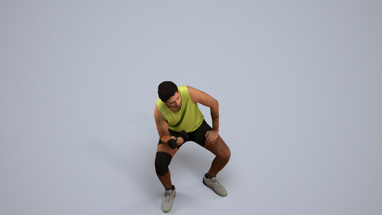 3D people model man sport, scanned human for 3ds Max rendering, back view render