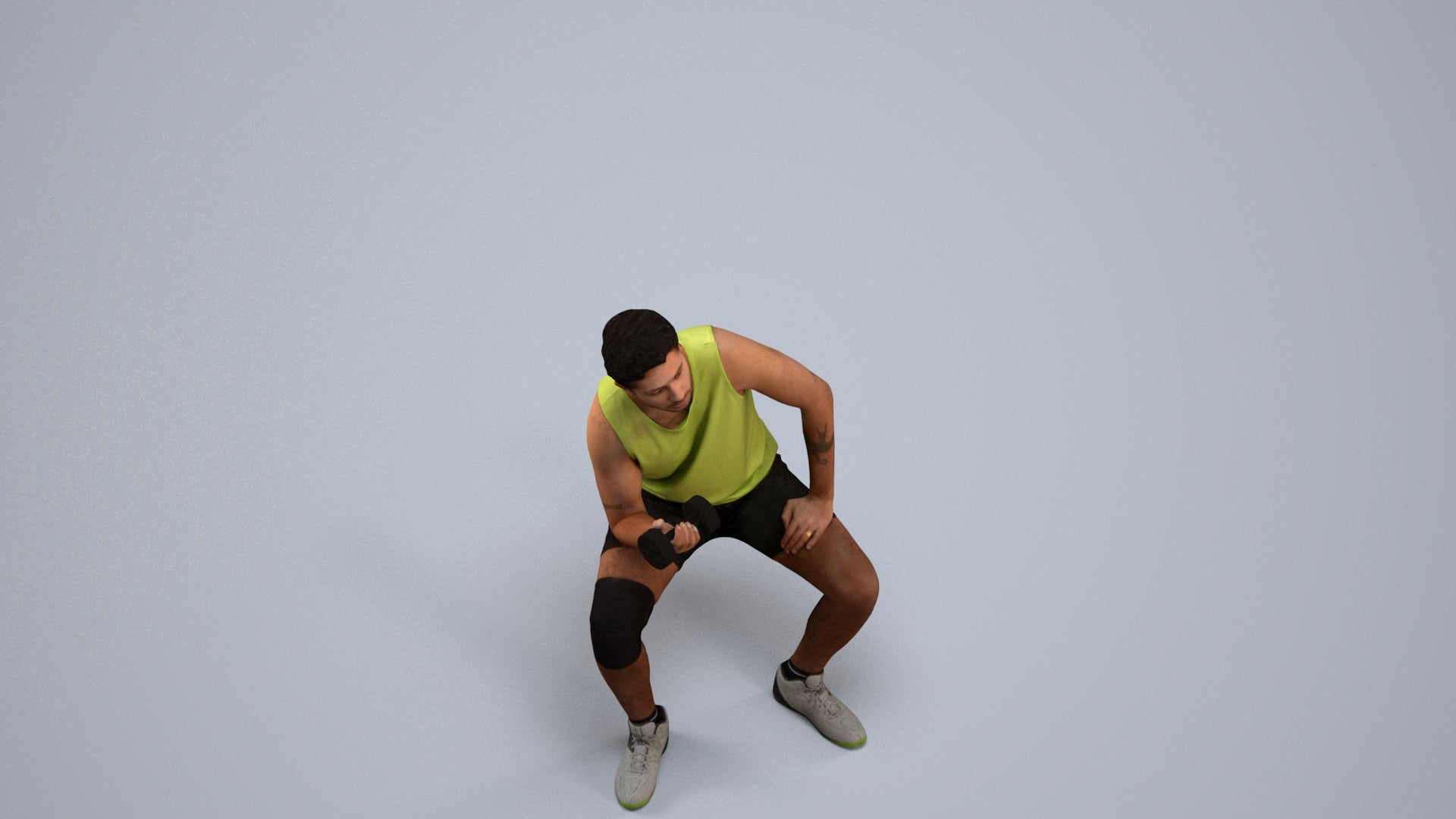 3D people model man sport, scanned human for 3ds Max rendering, back view render
