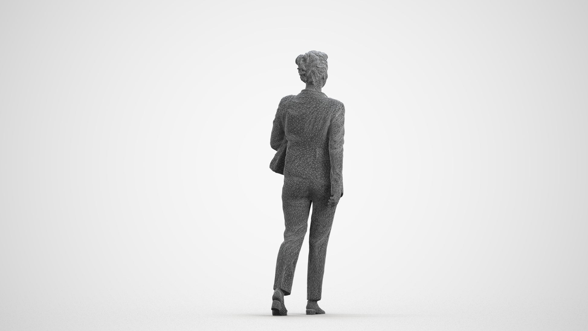 scanned 3D woman business walking, photogrammetry people for Enscape and V-Ray, wireframe front view
