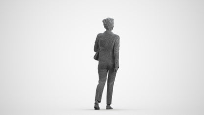 scanned 3D woman business walking, photogrammetry people for Enscape and V-Ray, wireframe front view