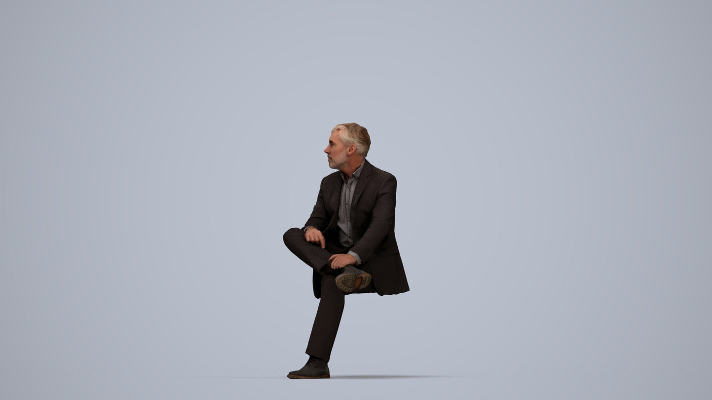 photogrammetry 3D man business, realistic human model archviz FBX, top-down view render