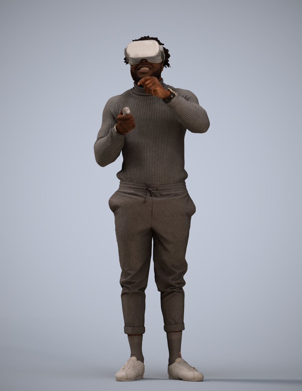 3D people model man casual standing, scanned human for 3ds Max rendering
