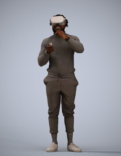 3D people model man casual standing, scanned human for 3ds Max rendering