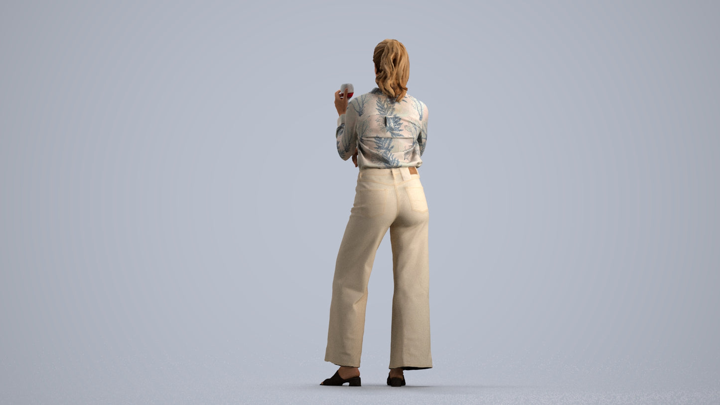 scanned 3D woman casual standing, photogrammetry people for Enscape and V-Ray, front view render