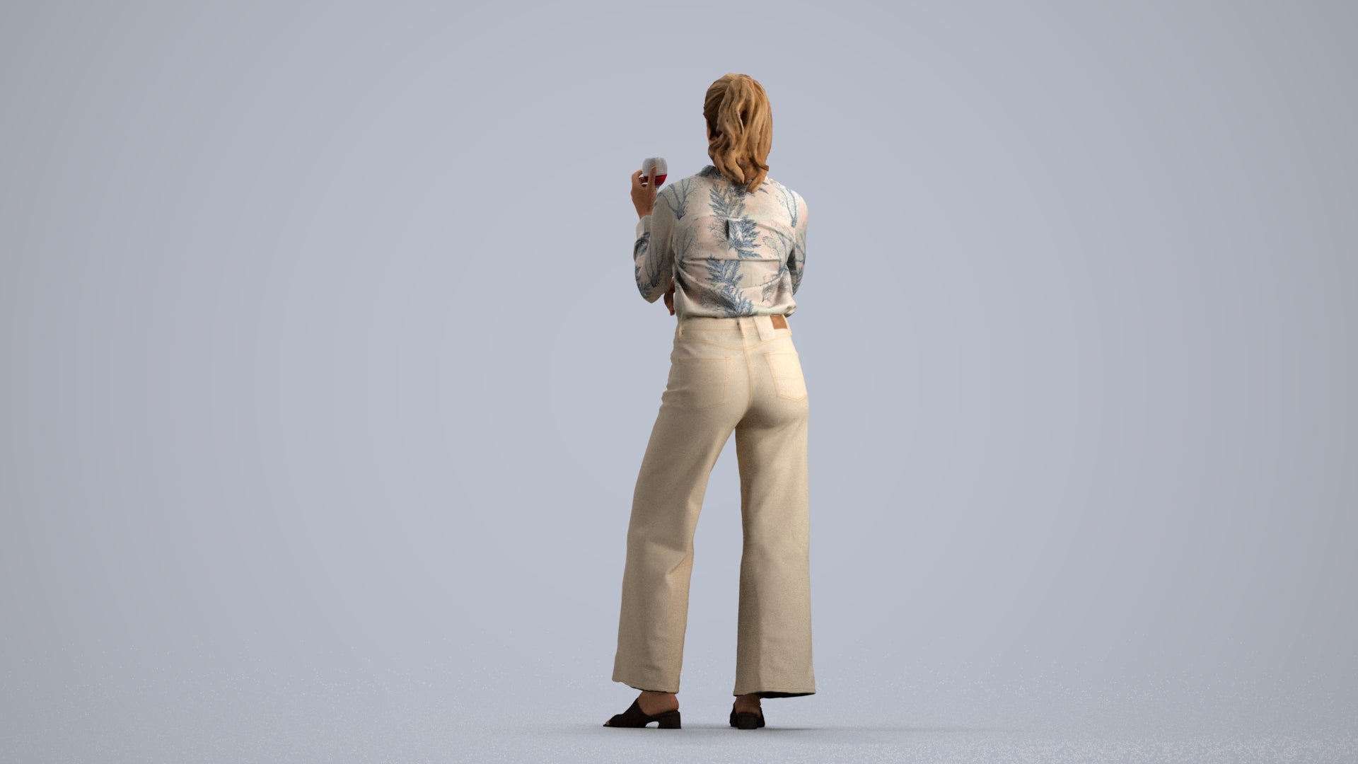 scanned 3D woman casual standing, photogrammetry people for Enscape and V-Ray, front view render