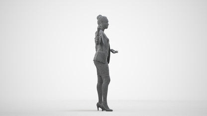 photogrammetry 3D woman business, realistic human model archviz FBX, wireframe side view
