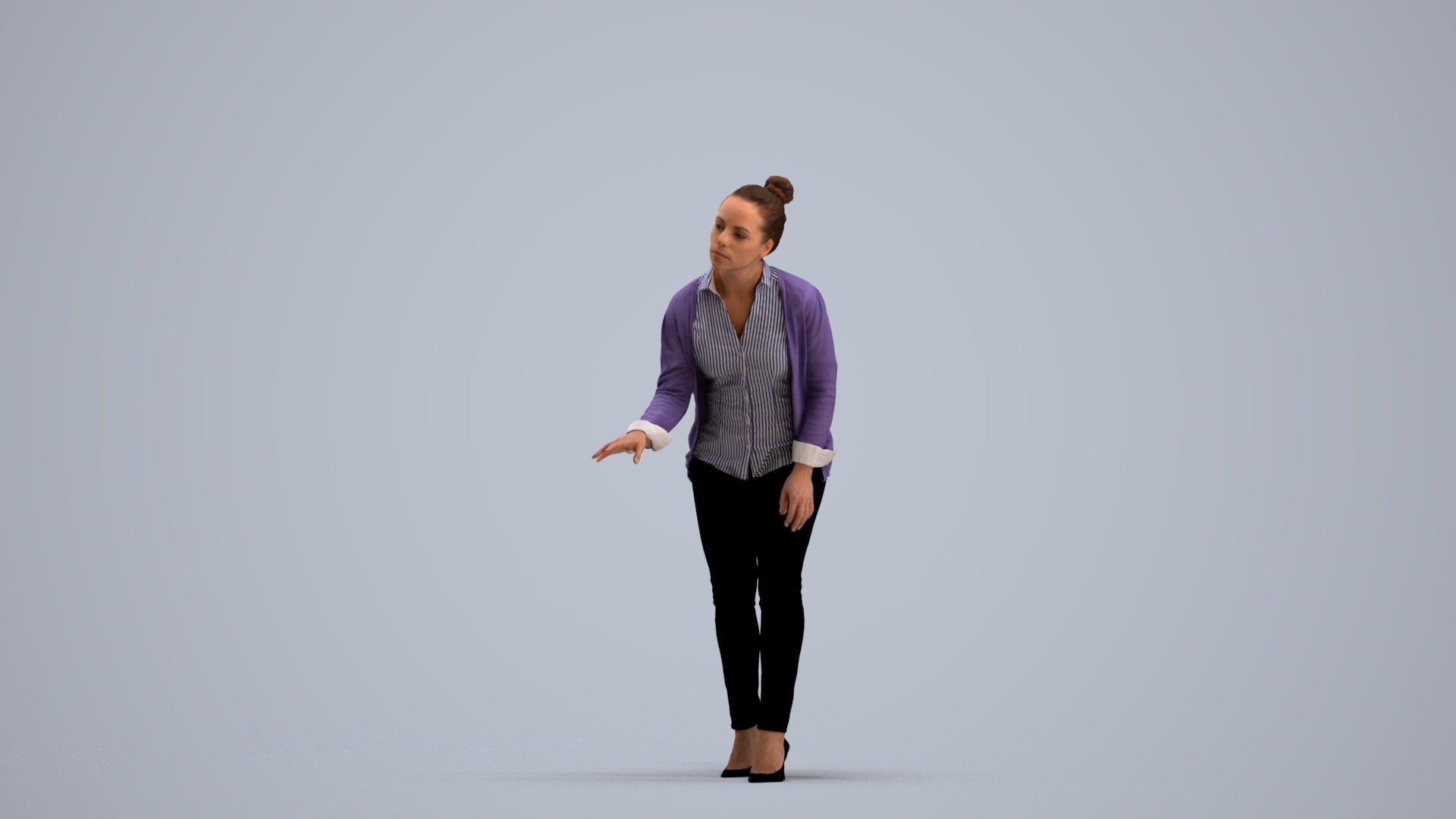 3D people model woman business standing, scanned human for 3ds Max rendering, standing pose render
