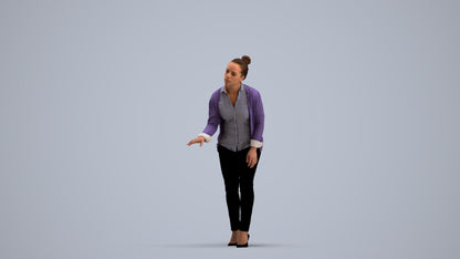 3D people model woman business standing, scanned human for 3ds Max rendering, standing pose render
