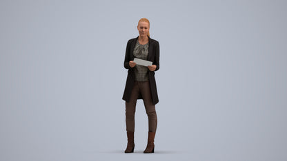 scanned 3D woman business standing, photogrammetry people for Enscape and V-Ray, standing pose render