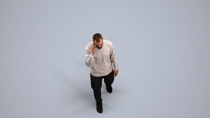 3D scanned man walking casual, photorealistic archviz people for Enscape and SketchUp, back view render