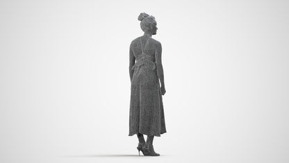 scanned 3D woman formal formalaffairs, photogrammetry people for Enscape and V-Ray, wireframe side view