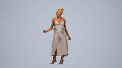 3D people model woman formal door, scanned human for 3ds Max rendering, top-down view render