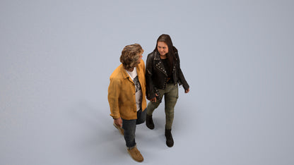 3D human model woman casual mix, photogrammetry scanned person for archviz, back view render