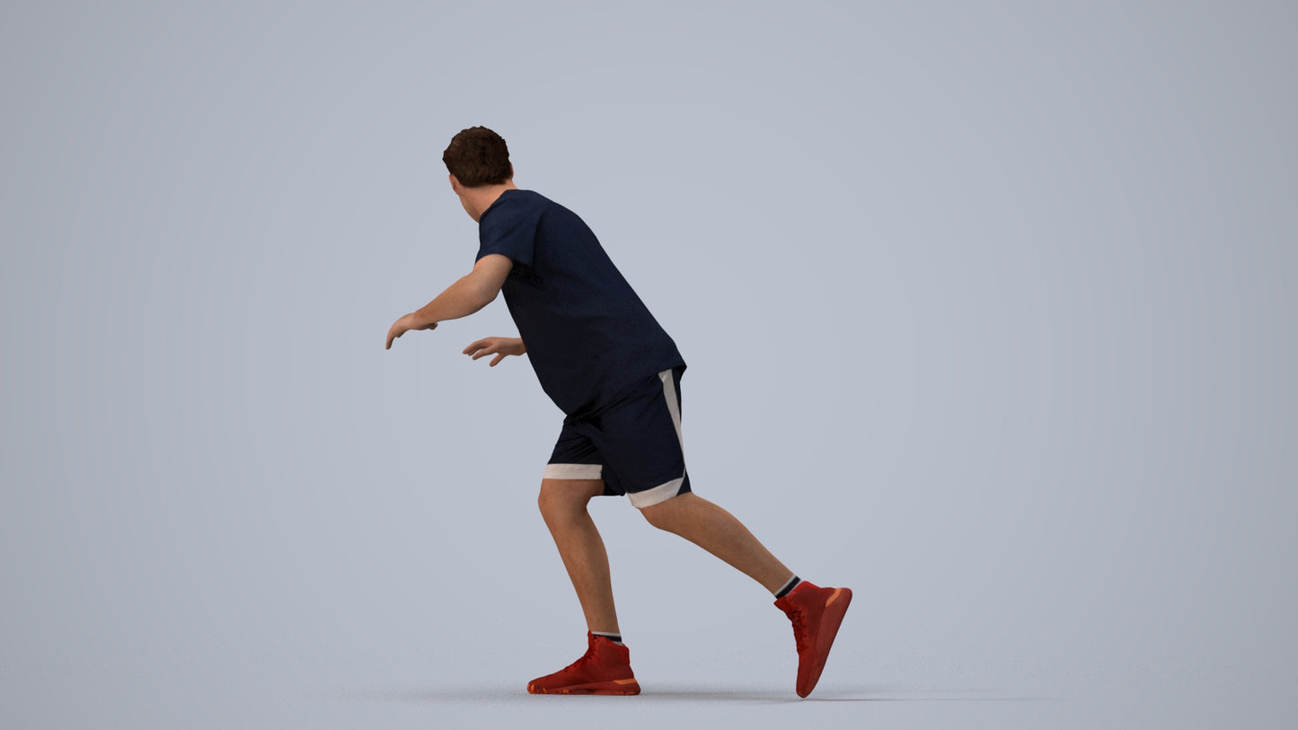 3D people model man sport, scanned human for 3ds Max rendering, three-quarter view render