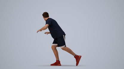 3D people model man sport, scanned human for 3ds Max rendering, three-quarter view render