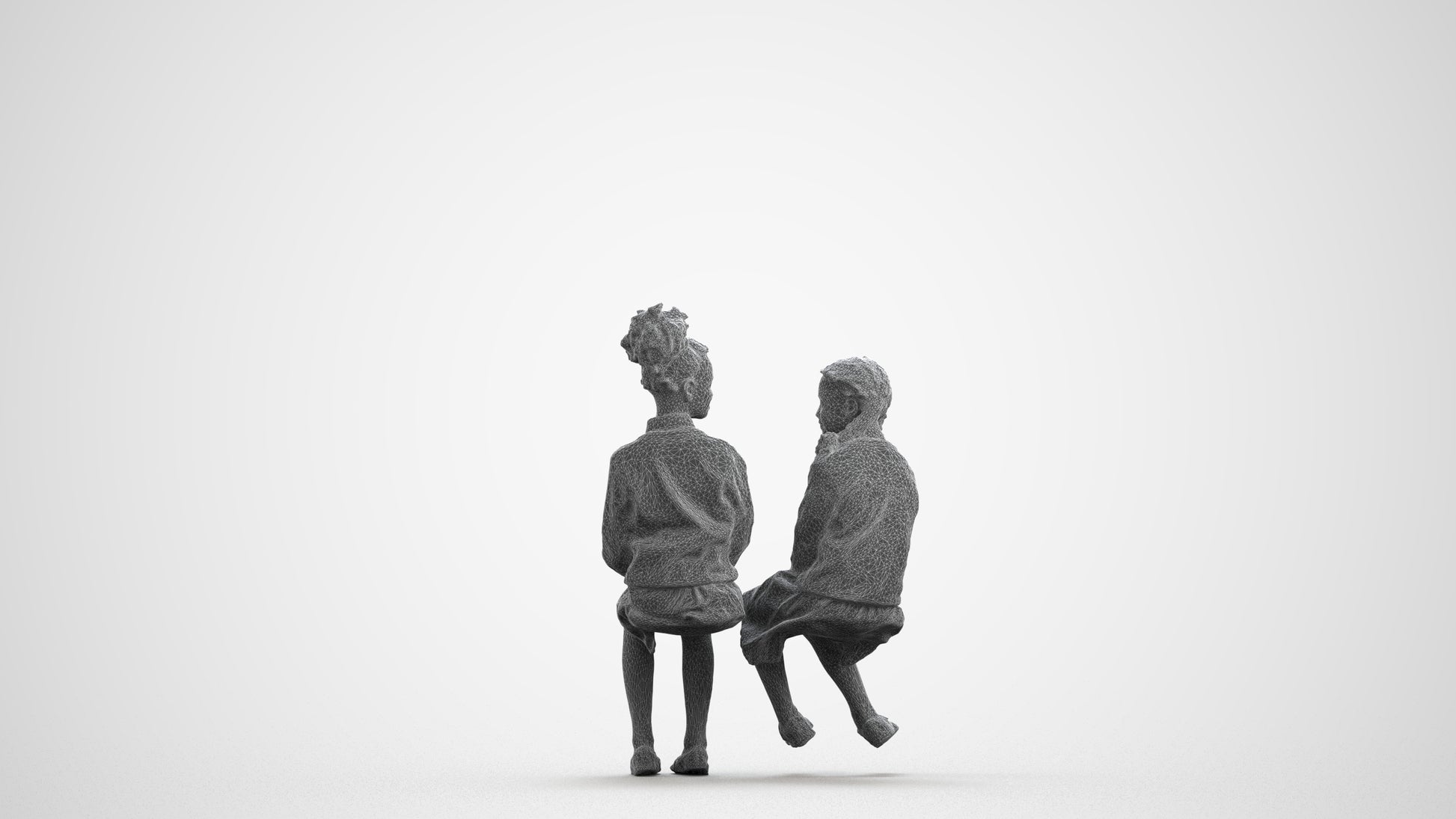 photogrammetry 3D girl kids, realistic human model archviz FBX, wireframe front view