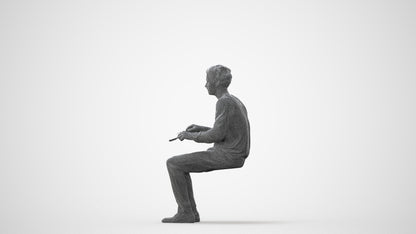 realistic 3D man casual sitting, scanned archviz people for Blender and 3ds Max, square thumbnail