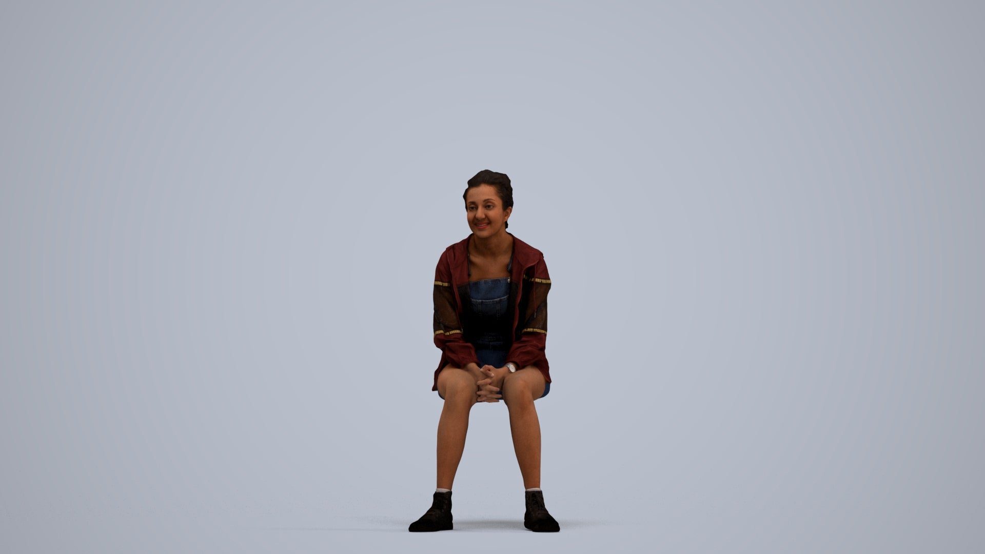 realistic 3D people woman casual sitting, render-ready for V-Ray and Corona, FBX OBJ, standing pose render