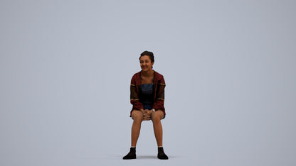 realistic 3D people woman casual sitting, render-ready for V-Ray and Corona, FBX OBJ, standing pose render