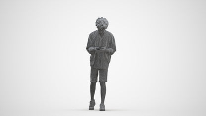 3D human model boy casual kids, photogrammetry scanned person for archviz, three-quarter front view render