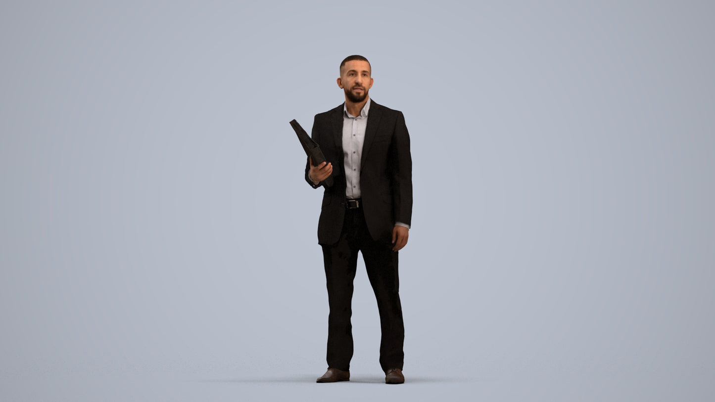3D scanned man business, photorealistic archviz people for Enscape and SketchUp, standing pose render