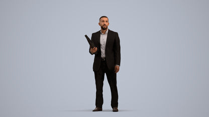 3D scanned man business, photorealistic archviz people for Enscape and SketchUp, standing pose render