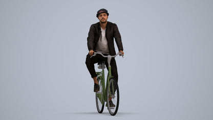 3D scanned man cycling casual, photorealistic archviz people for Enscape and SketchUp, standing pose render