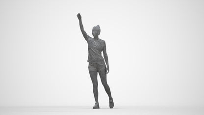 3D human model woman sport, photogrammetry scanned person for archviz, wireframe back view