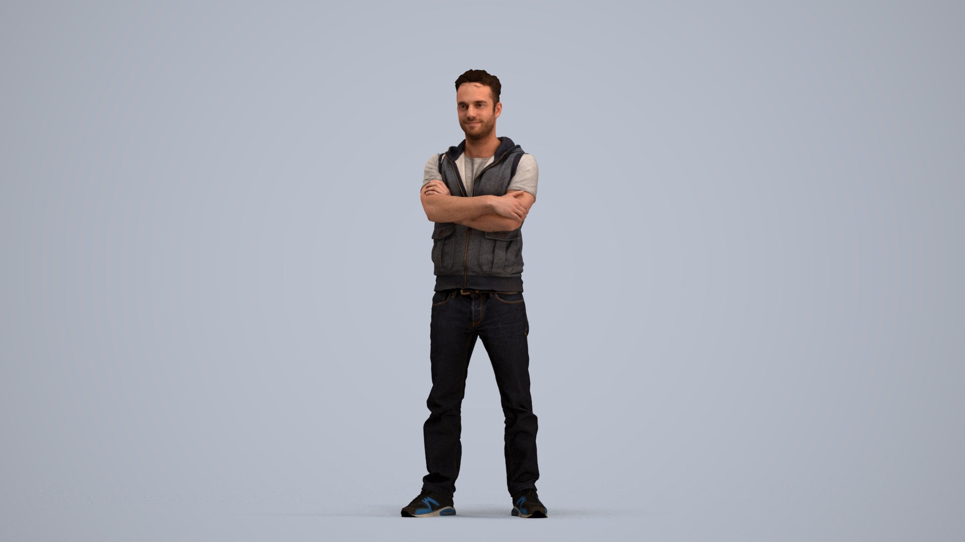 realistic 3D man casual standing, scanned archviz people for Blender and 3ds Max, standing pose render