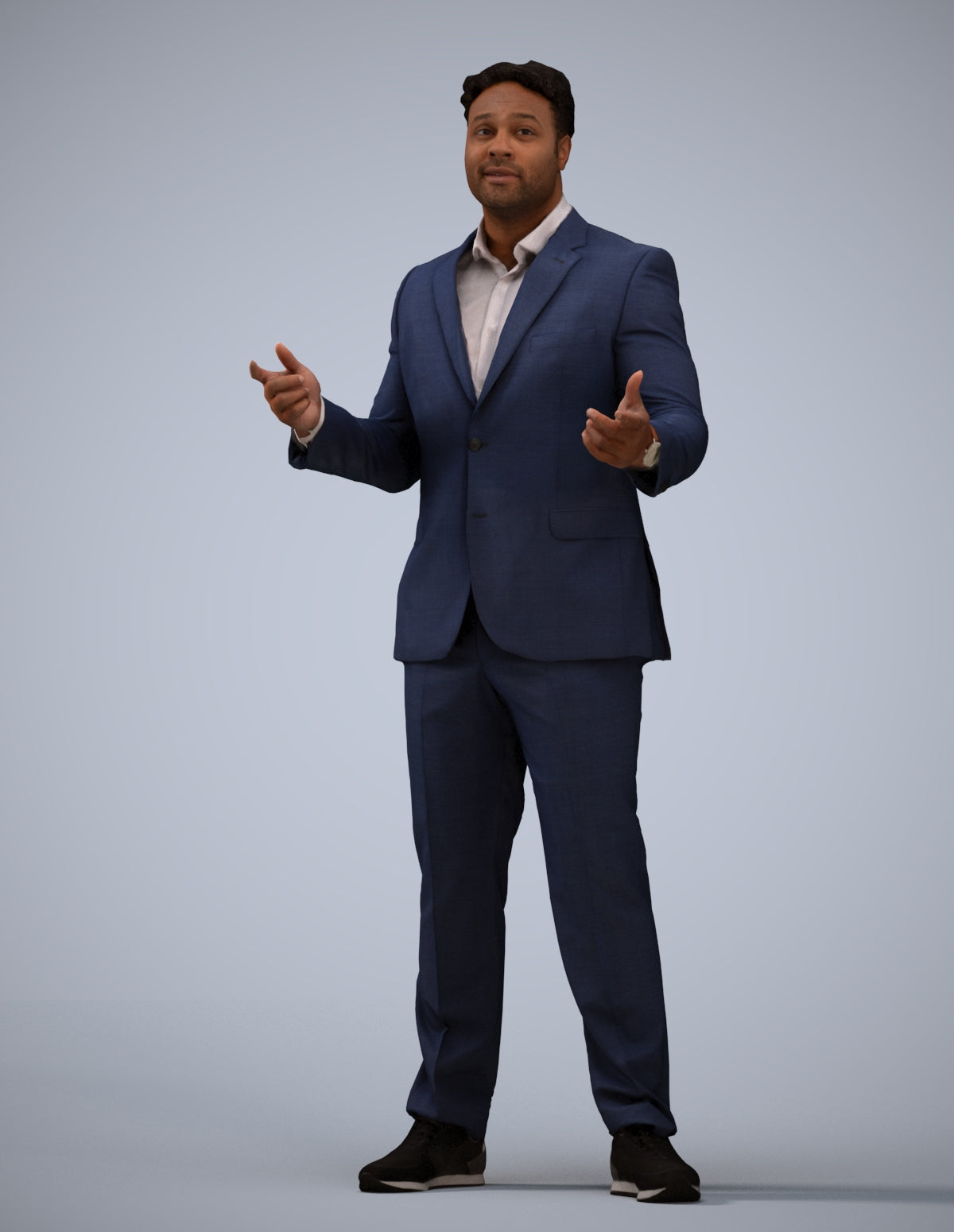 3D human model man business, photogrammetry scanned person for archviz