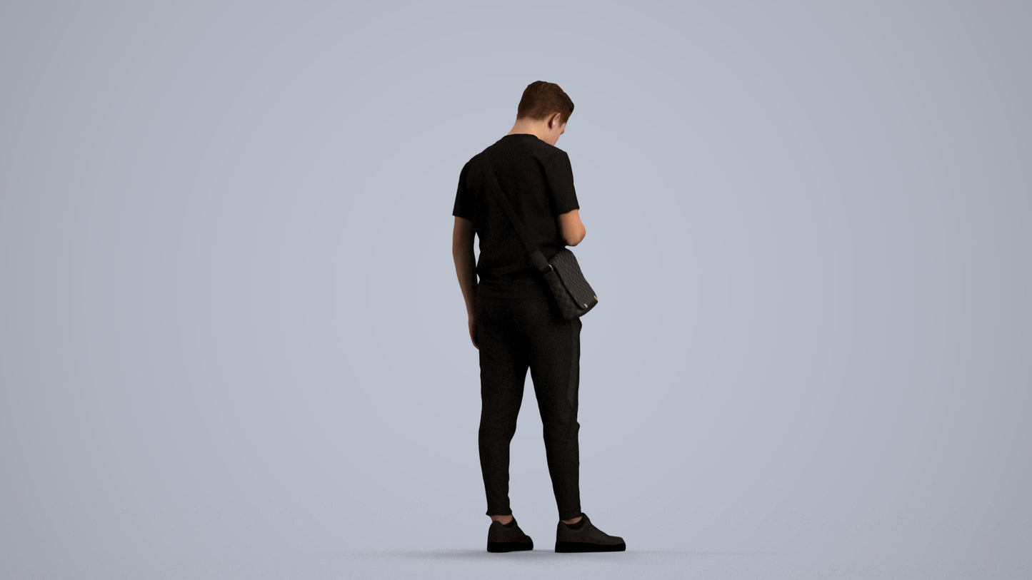 realistic 3D boy casual kids, scanned archviz people for Blender and 3ds Max, front view render