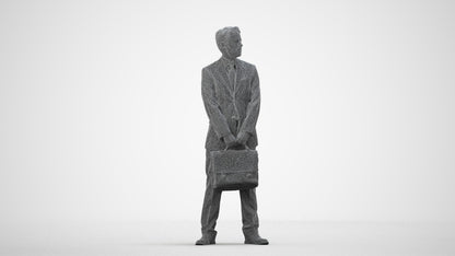 realistic 3D man business, scanned archviz people for Blender and 3ds Max, wireframe side view