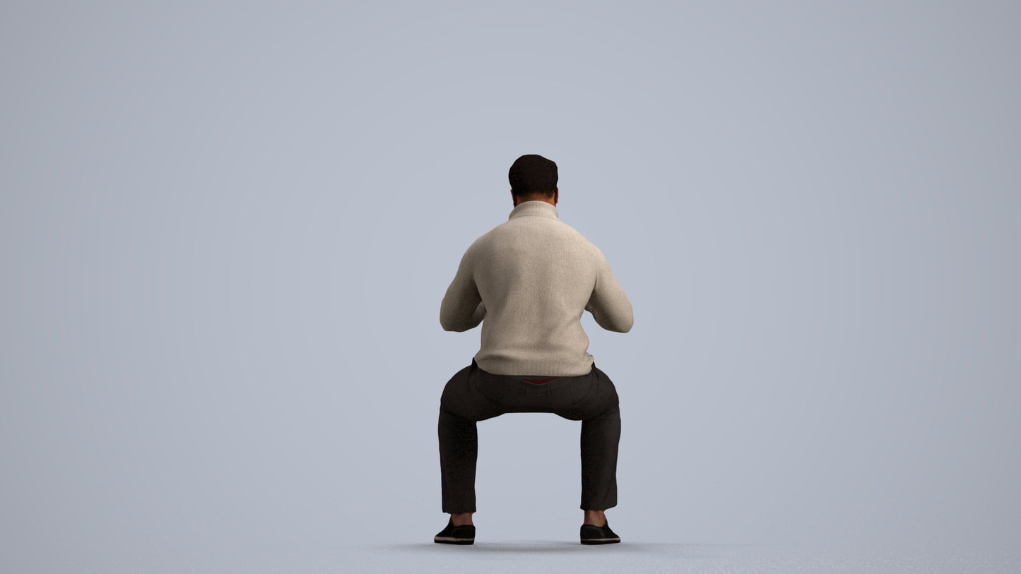 3D people model man casual business, scanned human for 3ds Max rendering, front view render