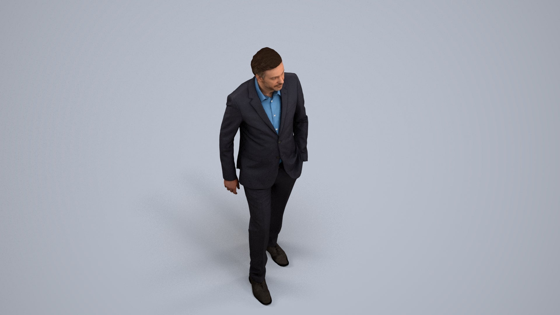 scanned 3D man business, photogrammetry people for Enscape and V-Ray, back view render
