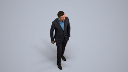 scanned 3D man business, photogrammetry people for Enscape and V-Ray, back view render
