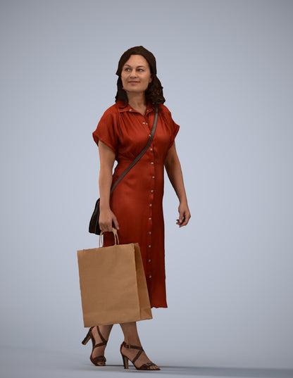 photogrammetry 3D woman casual walking, realistic human model archviz FBX