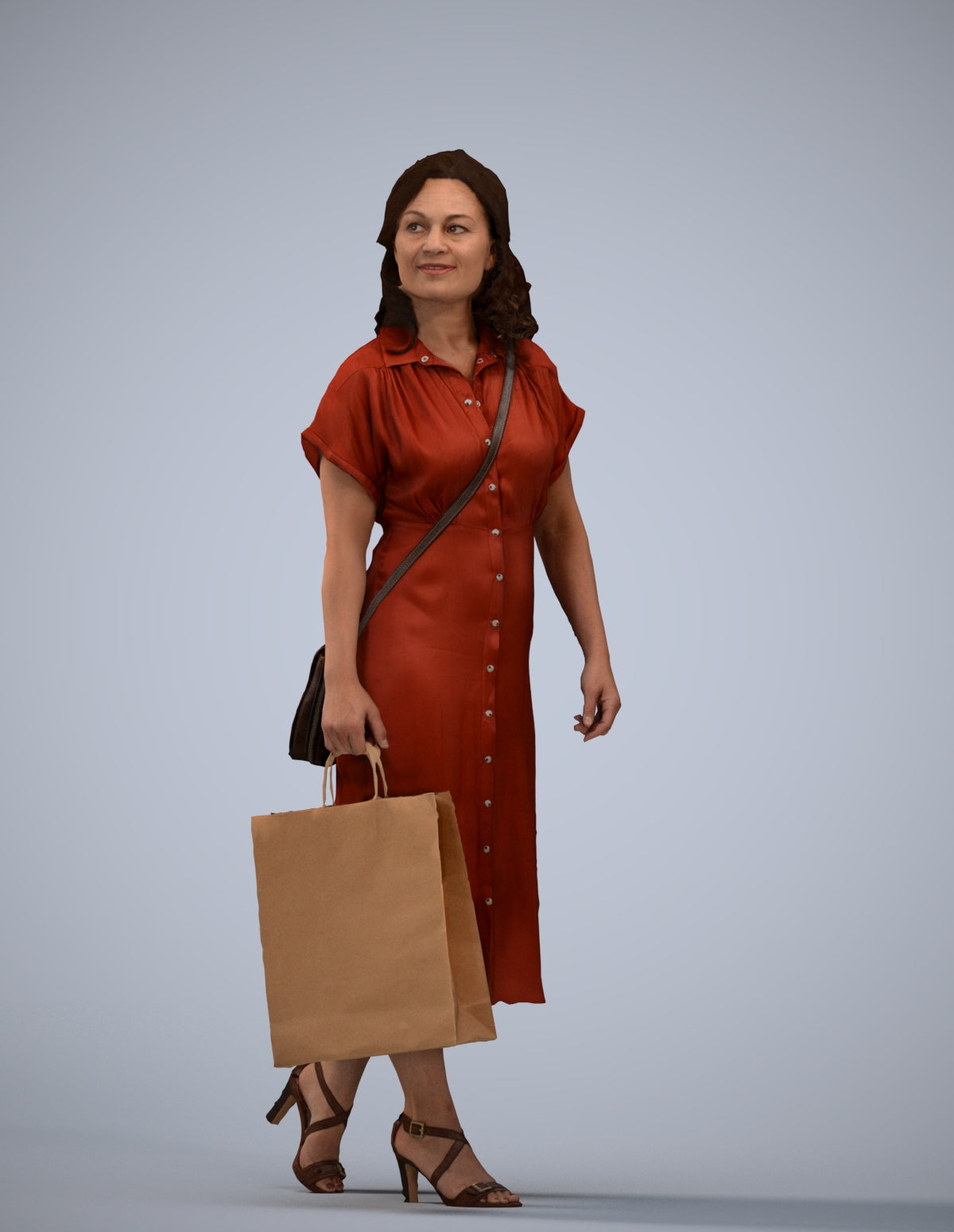 photogrammetry 3D woman casual walking, realistic human model archviz FBX