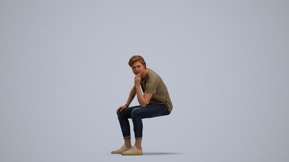 3D scanned man sitting casual, photorealistic archviz people for Enscape and SketchUp, standing pose render