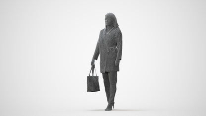 realistic 3D woman casual walking, scanned archviz people for Blender and 3ds Max, square thumbnail