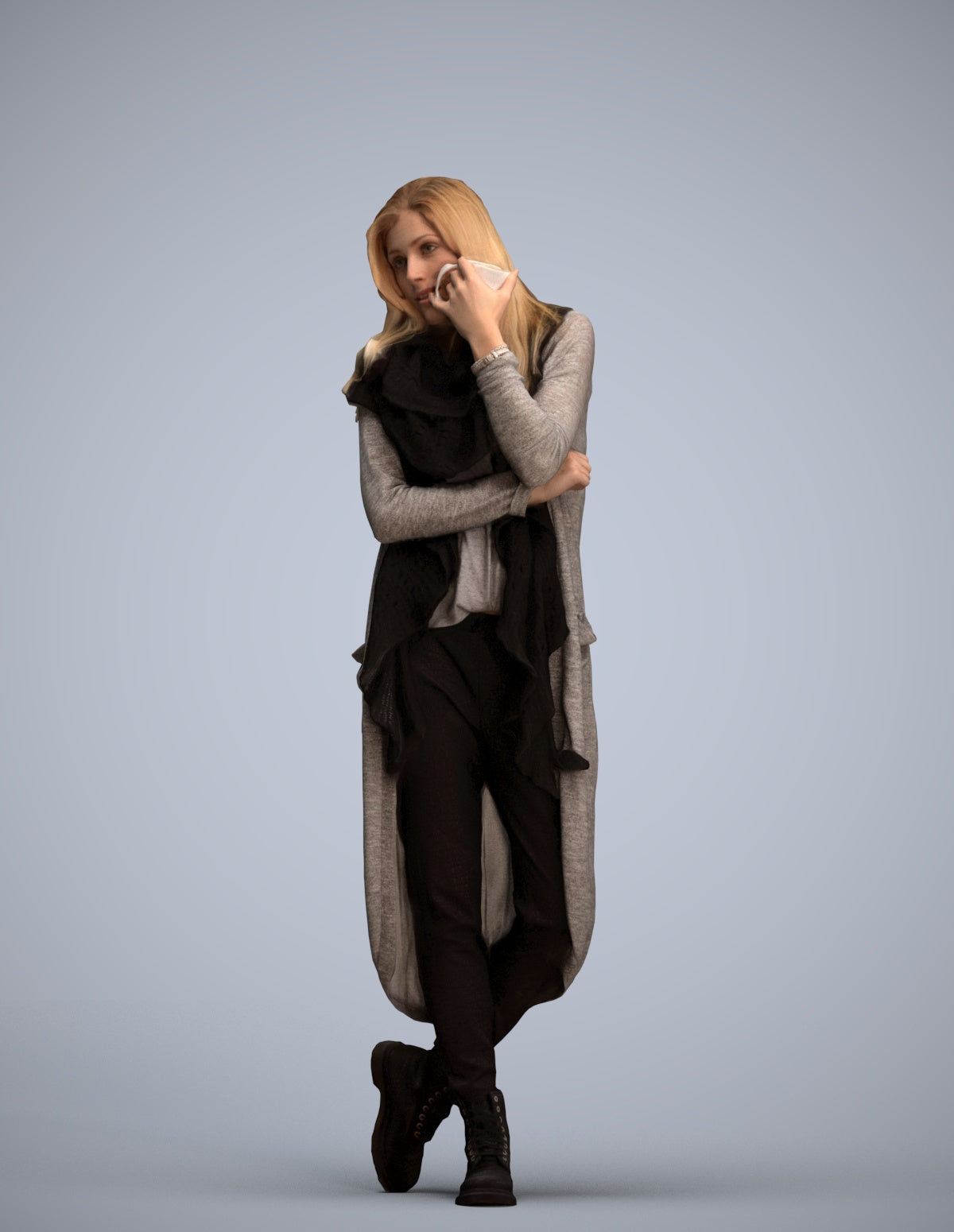 realistic 3D people woman casual standing, render-ready for V-Ray and Corona, FBX OBJ