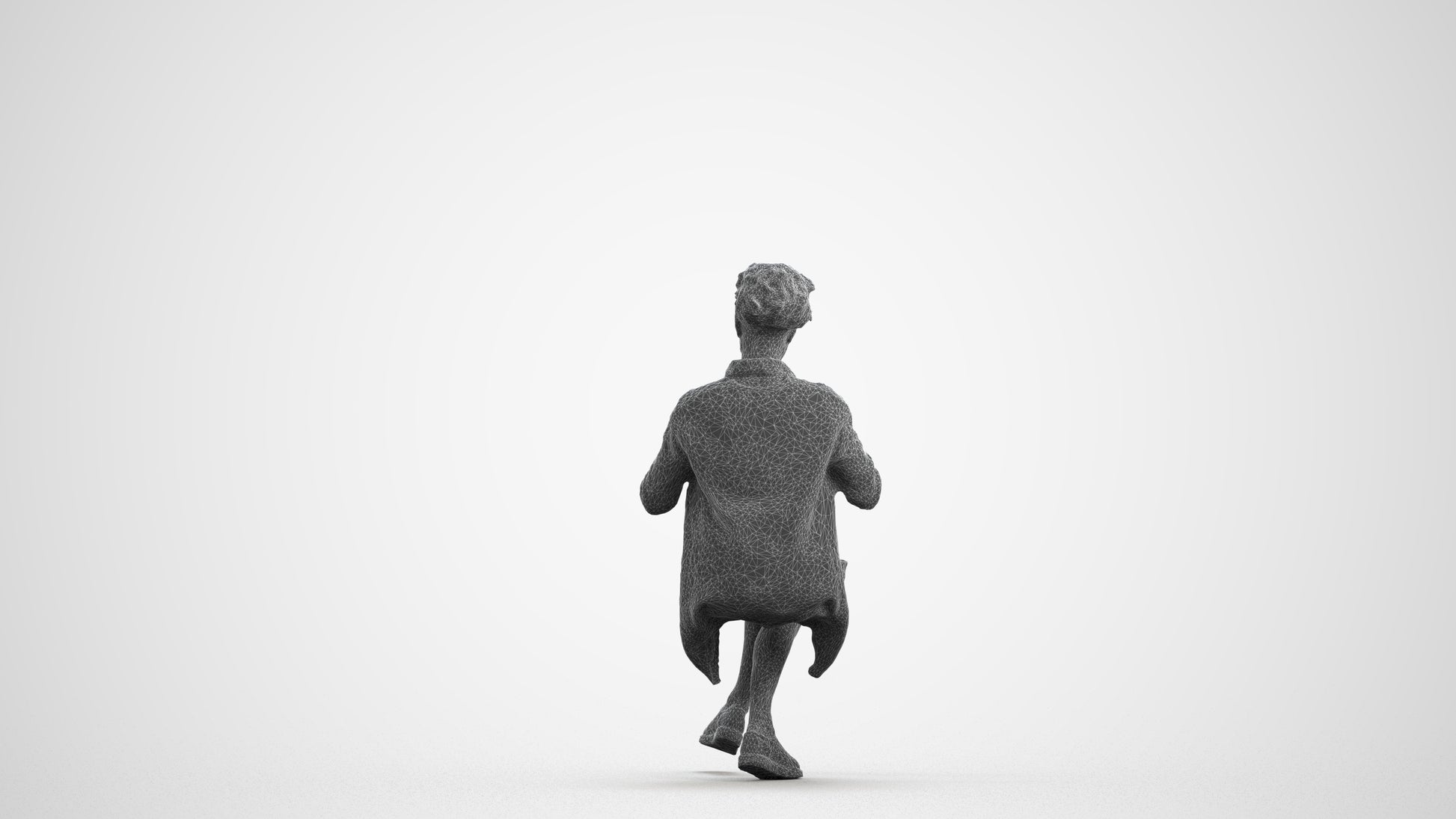 photogrammetry 3D woman casual sitting, realistic human model archviz FBX, wireframe front view